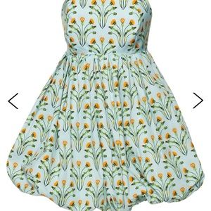 Agua Bendita Curandera Floral Print Strapless Dress